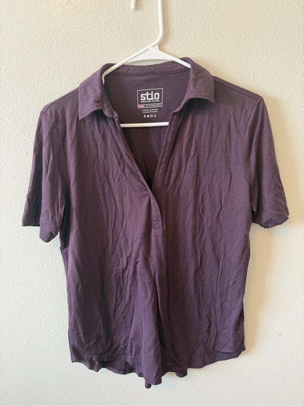 Stio Women’s Alpin Lightweight Merino Blend Polo Shirt in Dark Purple Base Layer